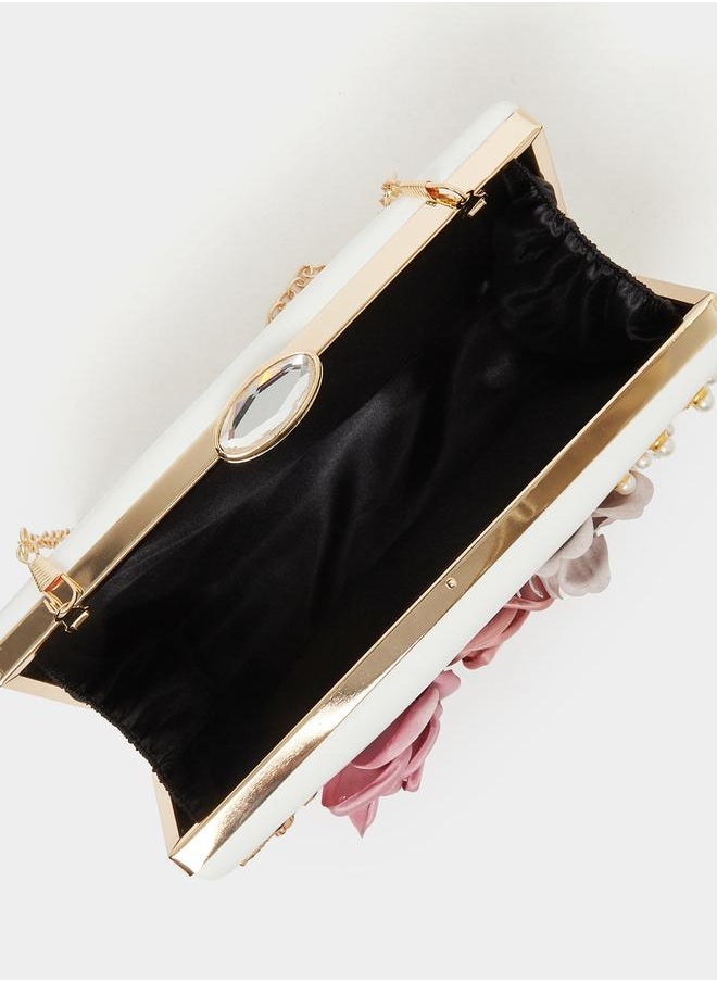 Styli Flower Embellished Clutch Chain Strap  - Image 4