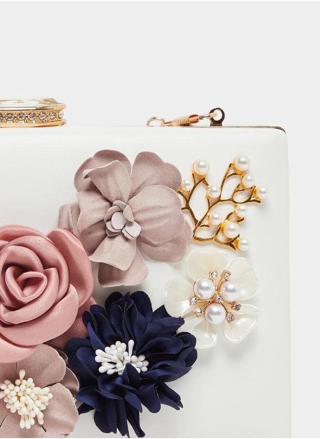 Styli Flower Embellished Clutch Chain Strap  - Image 3