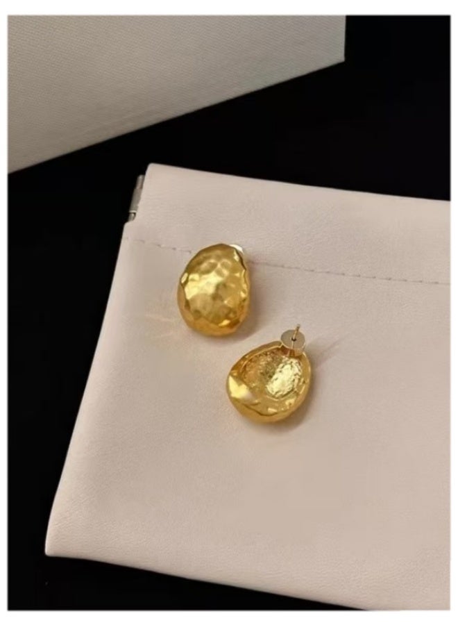 نيمي أقراط بيضاوية منقوشة بأسلوب اليدوية بتصميم جديد لصيف 2023 - Image 2