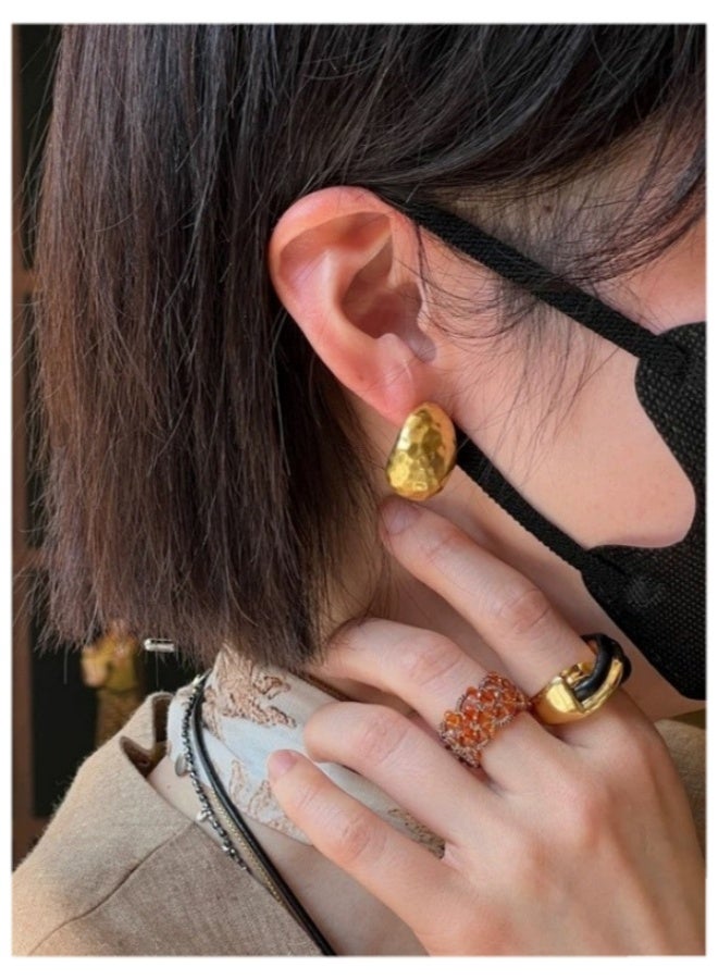 نيمي أقراط بيضاوية منقوشة بأسلوب اليدوية بتصميم جديد لصيف 2023 - Image 3