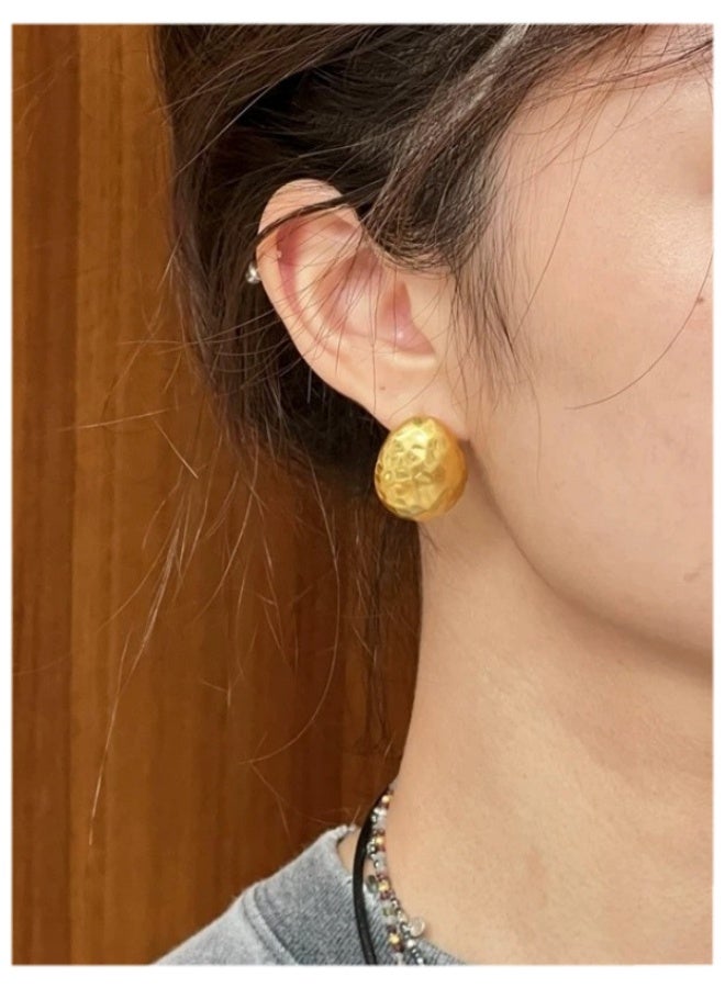 نيمي أقراط بيضاوية منقوشة بأسلوب اليدوية بتصميم جديد لصيف 2023 - Image 1