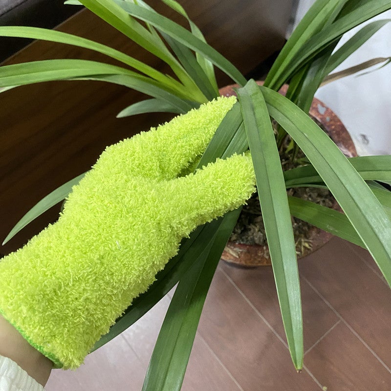 Hot-Sale Dust-Removing Gloves, Coral Fleece, Multicolor Grass green one Grass green one