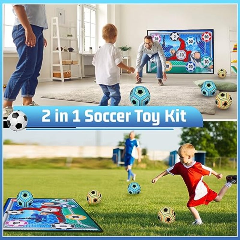 Toy Soccer Ball Game Set for Boys and Girls, Indoor Outdoor Backyard Toss Soccer Goal Game with 2 Balls, 1 Flannel Target, Soccer Toys for 3-5 6-8 8-12 Years Old Birthday - Image 2