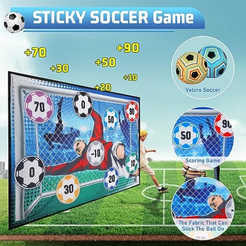 Toy Soccer Ball Game Set for Boys and Girls, Indoor Outdoor Backyard Toss Soccer Goal Game with 2 Balls, 1 Flannel Target, Soccer Toys for 3-5 6-8 8-12 Years Old Birthday - Image 3