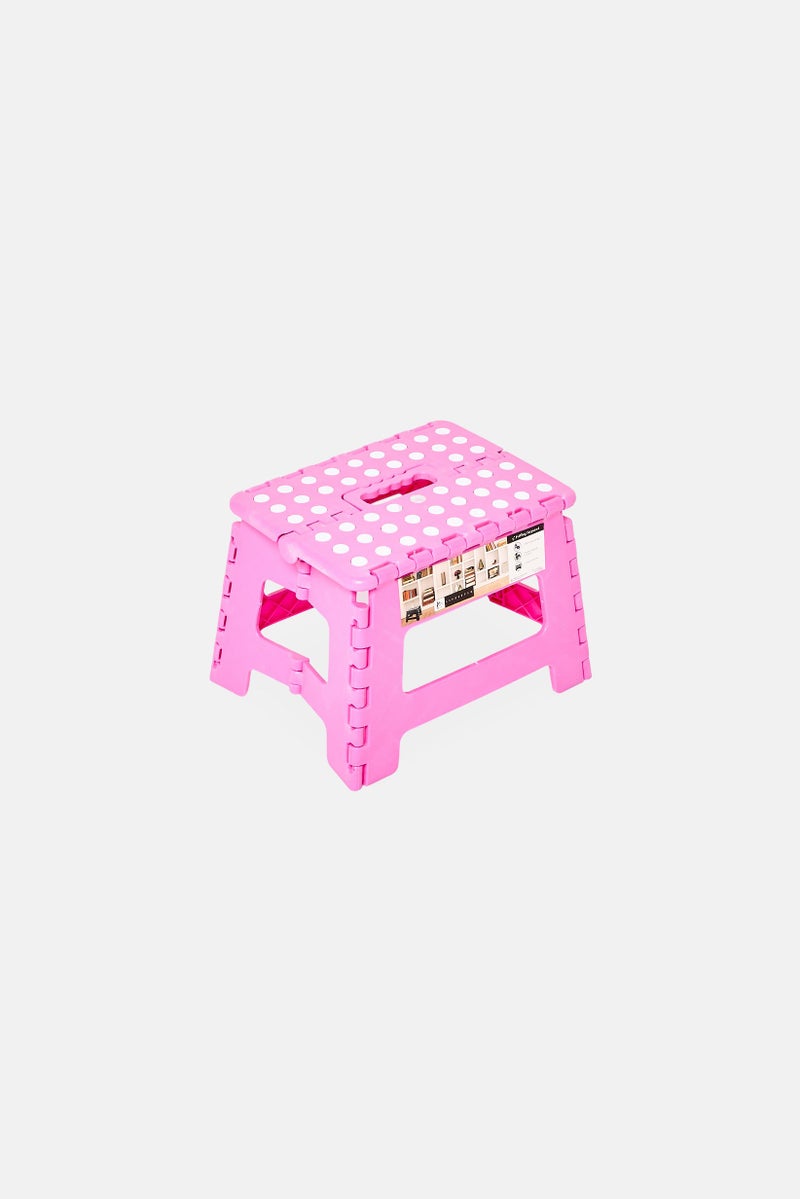 LIFESTYLE Plastic Folding Stepstool, Pink - Image 1