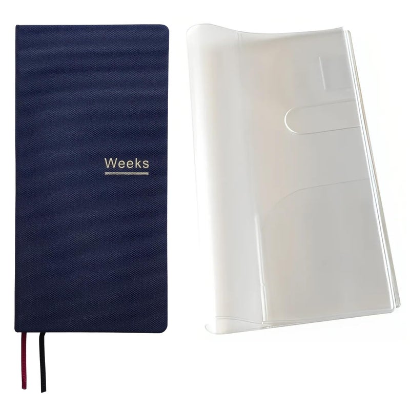 receip Undated Weekly Planner Notebook Pocket Organizer Appointment Book Journal Notebook A6 Week Plan Notepad (Dark blue with cover) - Image 1