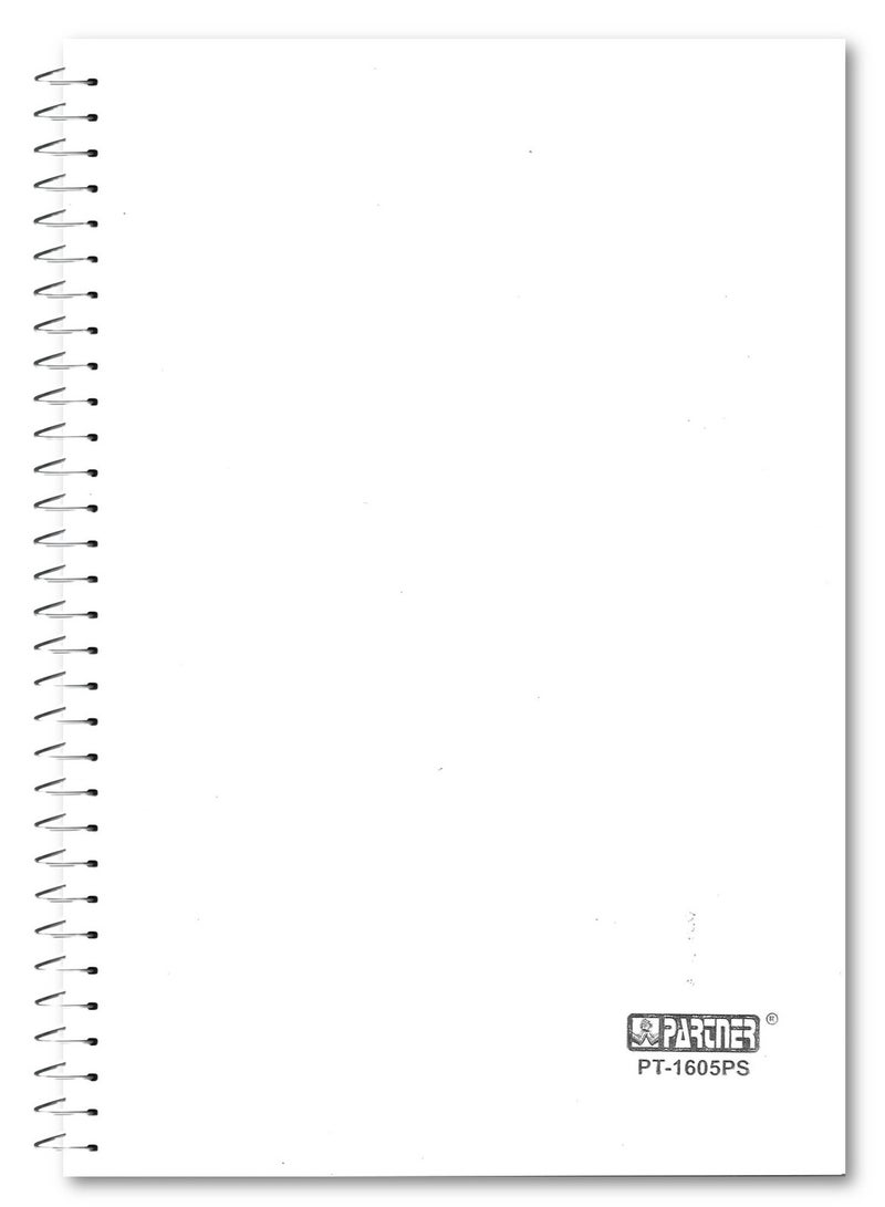 PARTNER دفتر ملاحظات بحجم A4 مع غلاف بلاستيكي أبيض، 1 قطعة، مجلد حلزوني، خط واحد - Image 1