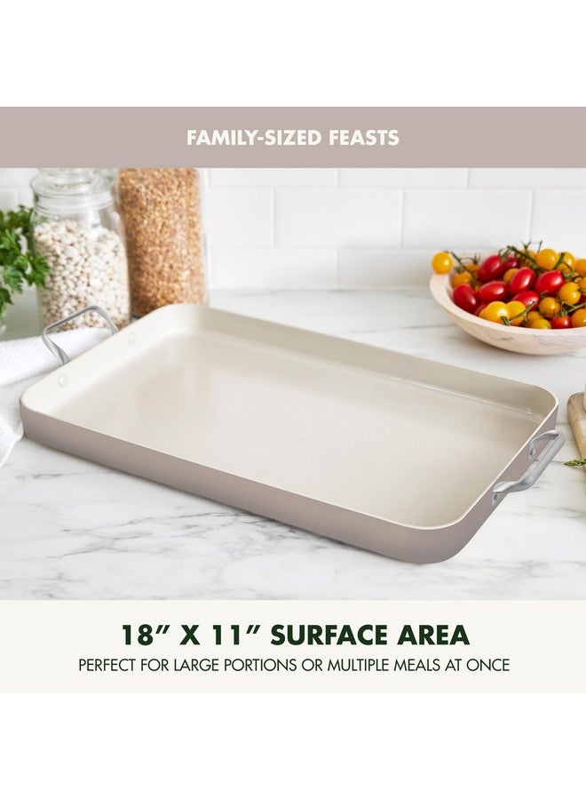 Greenpan GreenPan 18" x 11" Double Burner Griddle Pan, Hard Anodized Healthy Ceramic Nonstick PFAS-Free, Stainless Steel Handles, Stovetop Cooking, Dishwasher Safe, Oven & Broiler Safe Cookware, Taupe  - Image 2