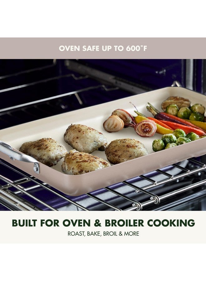 Greenpan GreenPan 18" x 11" Double Burner Griddle Pan, Hard Anodized Healthy Ceramic Nonstick PFAS-Free, Stainless Steel Handles, Stovetop Cooking, Dishwasher Safe, Oven & Broiler Safe Cookware, Taupe  - Image 3