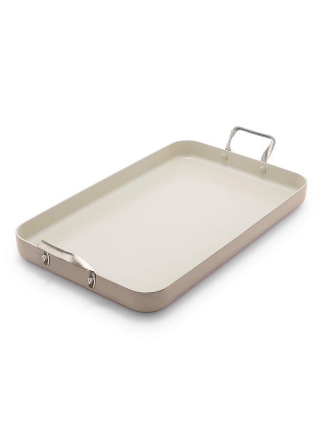 Greenpan GreenPan 18" x 11" Double Burner Griddle Pan, Hard Anodized Healthy Ceramic Nonstick PFAS-Free, Stainless Steel Handles, Stovetop Cooking, Dishwasher Safe, Oven & Broiler Safe Cookware, Taupe  - Image 1