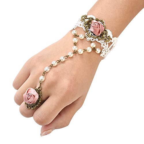 MILAKOO Women White Lace Necklace Gothic Style Tassel Flower Pendant Choker Princess Bracelet Set - Image 3