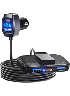 Lencent 5 Multi Ports Type C Car Charger 31W Usb C Charger Adapter Compatible For Samsung Iphone Ipad Voltage Detection Multiple Adapter With 5Ft Cable For Back Seat Charging  - Image 1