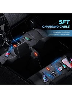 Lencent 5 Multi Ports Type C Car Charger 31W Usb C Charger Adapter Compatible For Samsung Iphone Ipad Voltage Detection Multiple Adapter With 5Ft Cable For Back Seat Charging  - Image 2