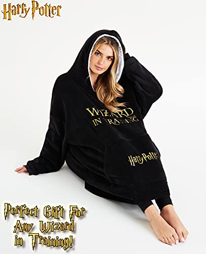 Harry Potter Oversized Blanket Hoodie Gifts for Women, Men, Adults Teens, Fleece Wearable Blanket with Hood and Pocket (Black) - Image 3