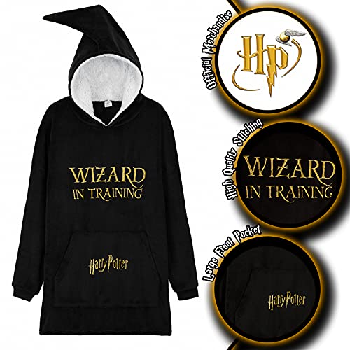 Harry Potter Oversized Blanket Hoodie Gifts for Women, Men, Adults Teens, Fleece Wearable Blanket with Hood and Pocket (Black) - Image 2