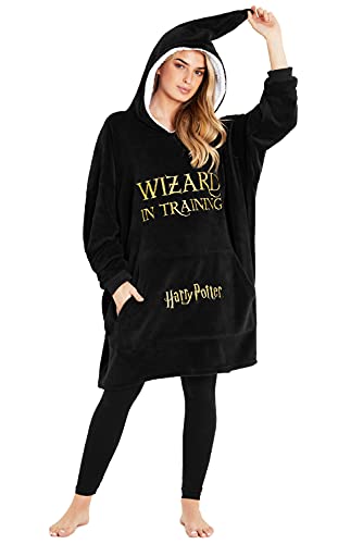 Harry Potter Oversized Blanket Hoodie Gifts for Women, Men, Adults Teens, Fleece Wearable Blanket with Hood and Pocket (Black) - Image 1