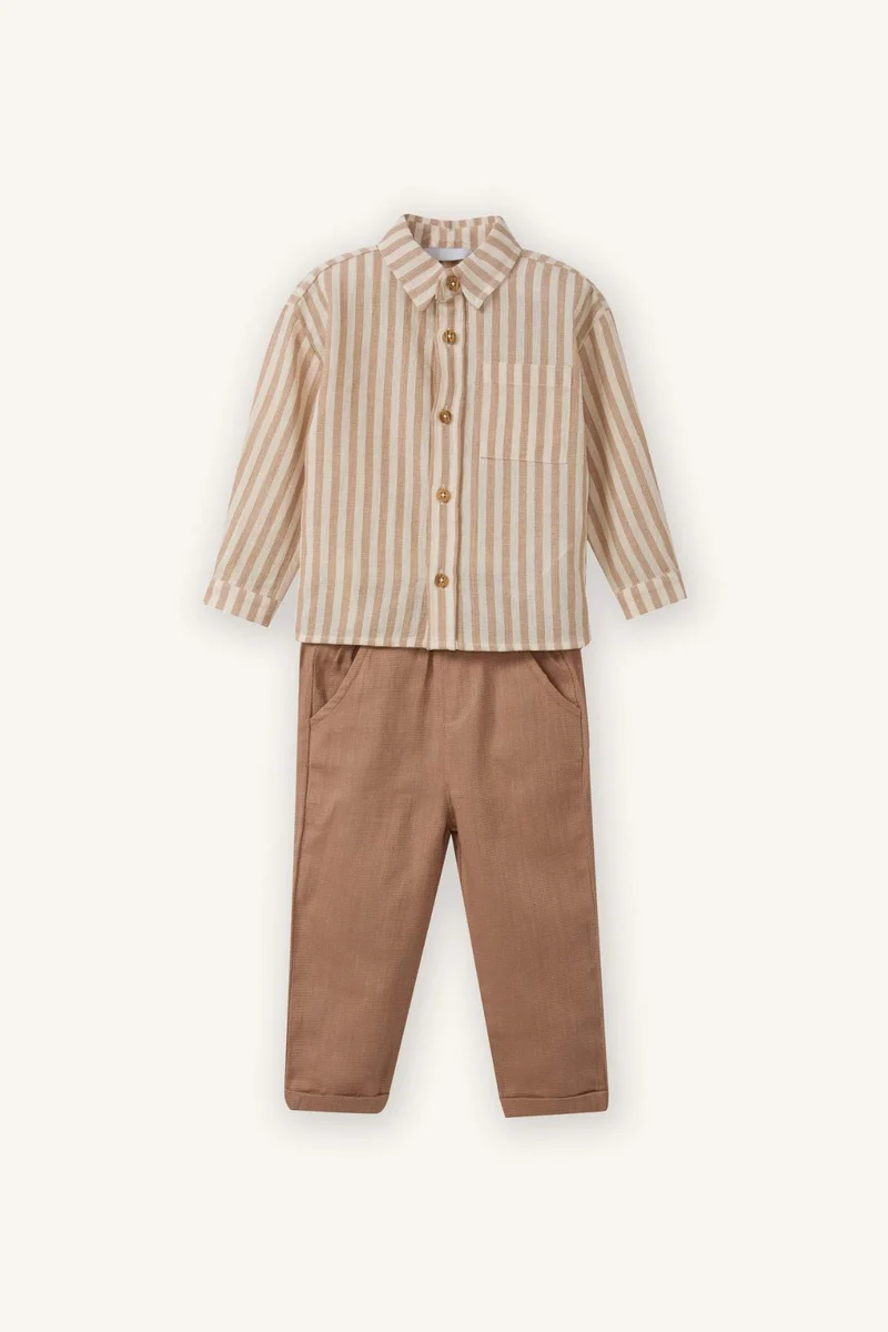 DeFacto Boy Printed Shirt and Pants 2 Piece Set