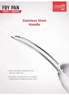 Classic Essentials CLASSIC ESSENTIALS Triply Stainless Steel Fry pan | Frying Pan for Cooking (22cm, 1.2Ltr) Induction and Gas Ready | Heavy Bottom, Ergonomic Cast Handle, Silver  - Image 4