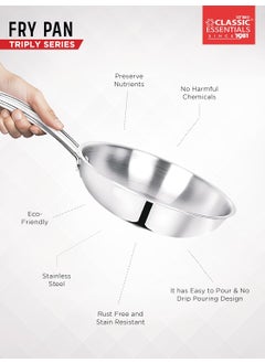 Classic Essentials CLASSIC ESSENTIALS Triply Stainless Steel Fry pan | Frying Pan for Cooking (22cm, 1.2Ltr) Induction and Gas Ready | Heavy Bottom, Ergonomic Cast Handle, Silver  - Image 5