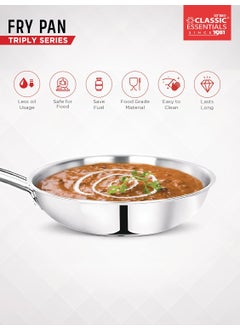 Classic Essentials CLASSIC ESSENTIALS Triply Stainless Steel Fry pan | Frying Pan for Cooking (22cm, 1.2Ltr) Induction and Gas Ready | Heavy Bottom, Ergonomic Cast Handle, Silver  - Image 3