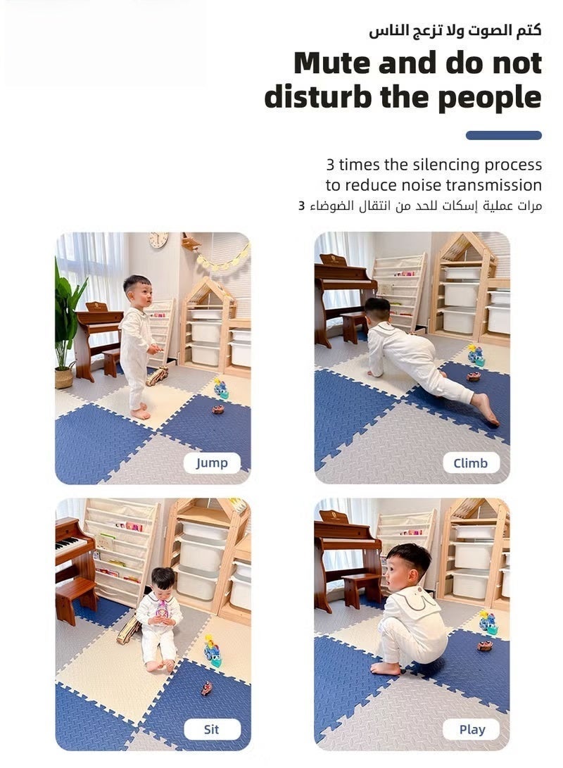 هوكور 36 قطعة من سجاد اللعب للأطفال، سجاد اللعب القابل للتركيب للأطفال الرضع، سجاد اللعب على البطن وسجاد الزحف، سجاد أرضي سميك ومطور للأطفال الرضع والأطفال الصغار والأطفال، للاستخدام الداخلي والخارجي، خالٍ من مادة BPA، 30*30 سم، 0.8 سم، EVA ناعم - Image 2