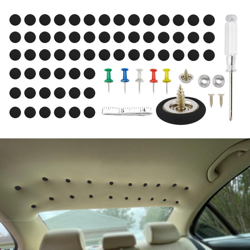 Lecctso 60PCS Headliner Repair Kit Headliner Pins Auto Roof Repair Snap Rivets and Installation Tool for Fixing Car Interior Ceiling Sagging Headliner Universal Car Accessories for Most Car