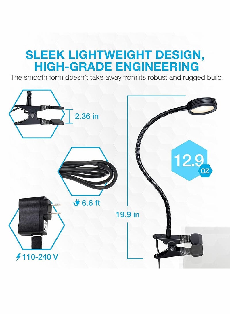Captaintech Book Lights, Reading Light, Clip-On Light, Aluminum Reading Lamp, Cool & Warm LED Light, for Reading in Bed or Deep Focus, Eye-Friendly Clamp Light (Black) - Image 2