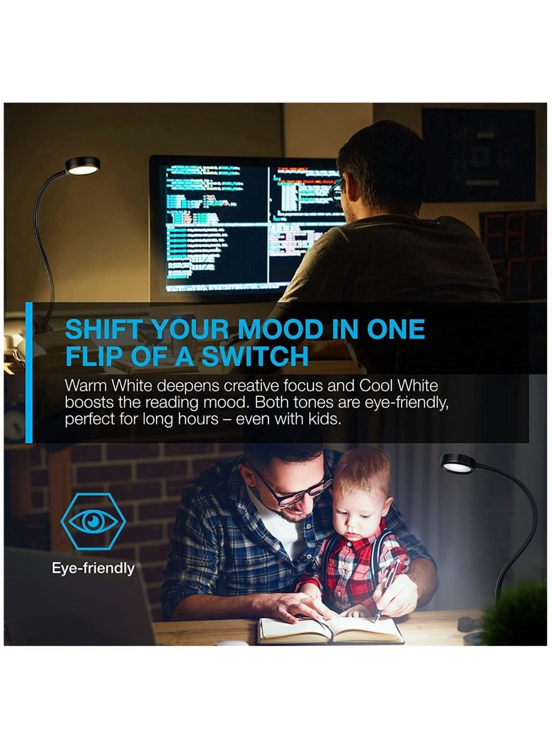 Captaintech Book Lights, Reading Light, Clip-On Light, Aluminum Reading Lamp, Cool & Warm LED Light, for Reading in Bed or Deep Focus, Eye-Friendly Clamp Light (Black) - Image 5