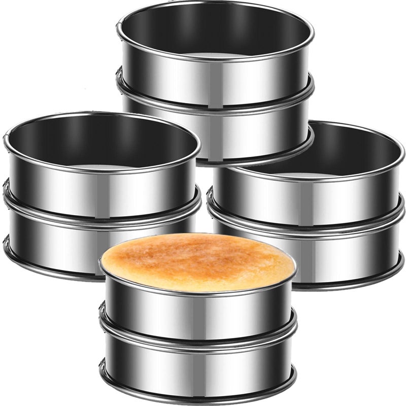 KUAYB 8-Pieces English Muffin Rings 4 Inch Crumpet Rings Stainless Steel Double Rolled Tart Rings Nonstick Metal Round Ring Molds For Cooking Baking Kitchen - Image 1