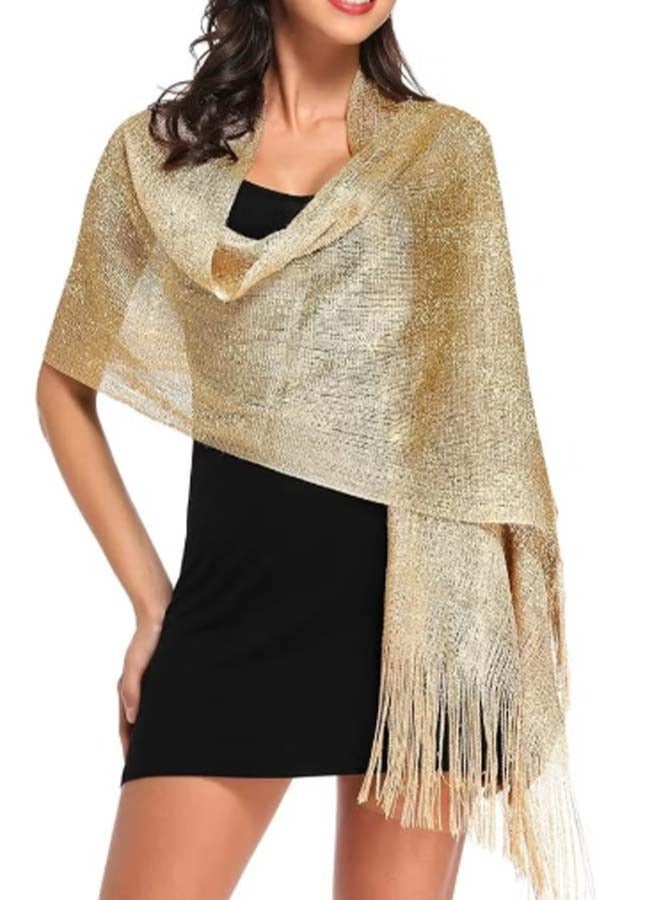 Sparkling Metallic Shawl and Wrap for Evening Dresses Wedding Fringed Shawls Wrap Scarf for Women  - Image 2