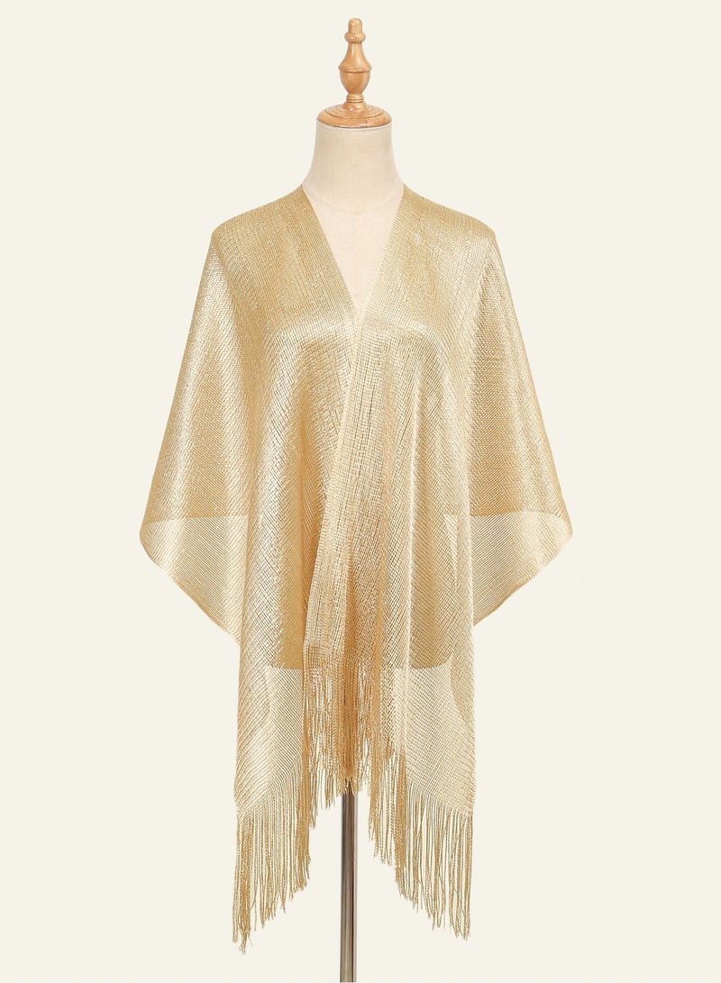 Sparkling Metallic Shawl and Wrap for Evening Dresses Wedding Fringed Shawls Wrap Scarf for Women  - Image 5