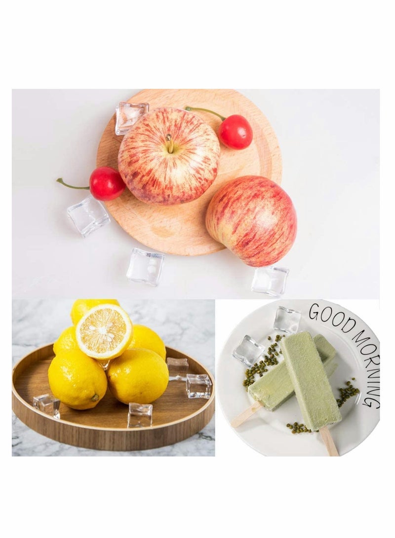 SYOSI 50 Pcs 20MM Reusable Plastic Ice Cubes Clear Acrylic Fake Artificial Square Crystal for Photography Props Home Decoration Wedding Centerpiece Vase Fillers - Image 3