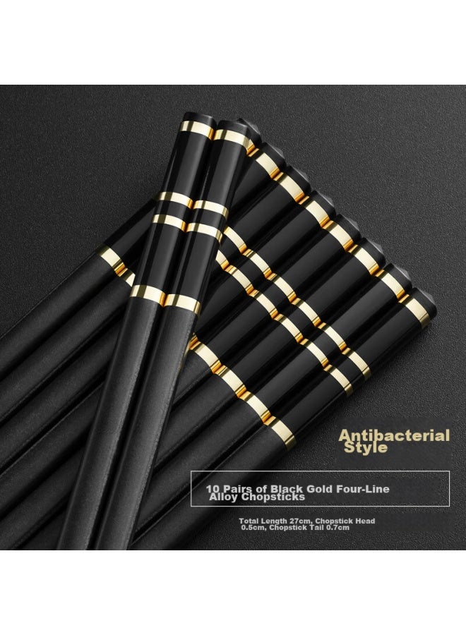 Millennium Love Wood Qianianlianmu High-quality Alloy Chopsticks, 99.9% Antibacterial Rate, Non-slip, Premium Household And Hotel Tableware, 10 Pairs, Hjk0117 - Image 1