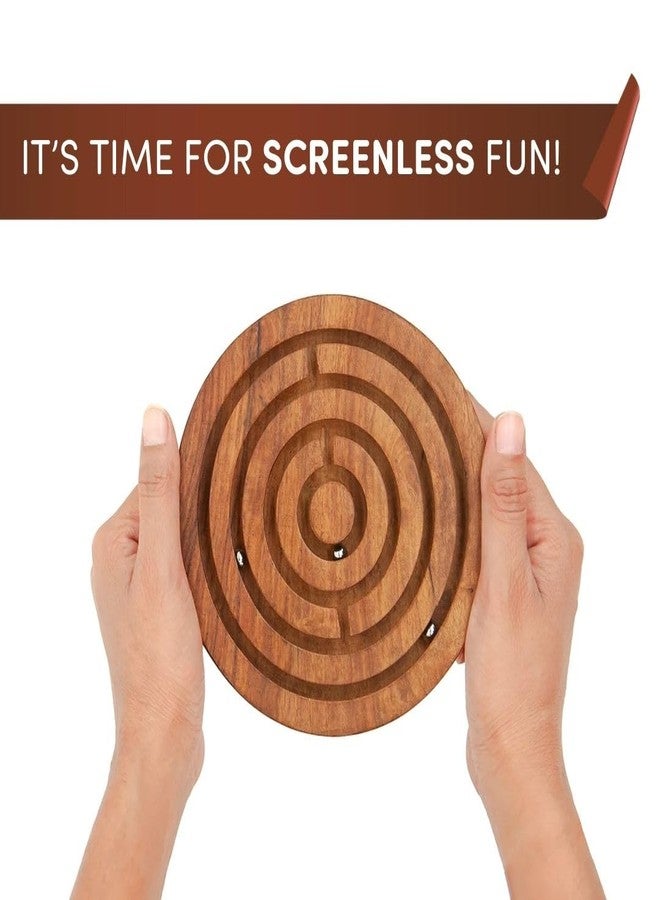 Mittimate Wooden Maze & Labyrinth (4 Inch) Puzzle Game for Kids I Bhool Bhulaiyaa Indoor Activity Board Game for Children I Brain Teaser Toys - Image 3