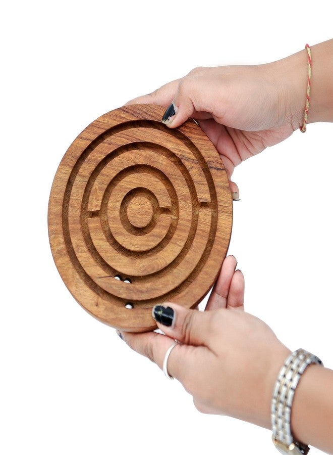 Mittimate Wooden Maze & Labyrinth (4 Inch) Puzzle Game for Kids I Bhool Bhulaiyaa Indoor Activity Board Game for Children I Brain Teaser Toys - Image 1