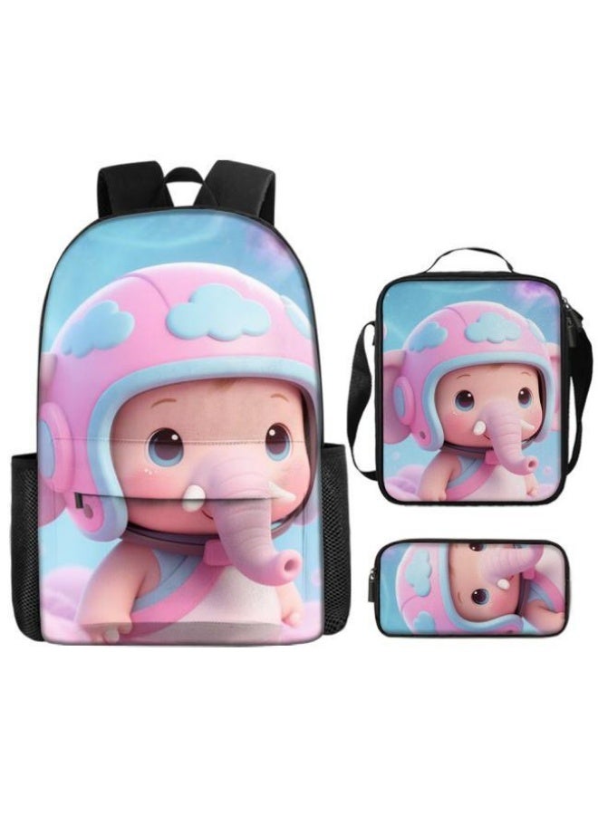 Unlock the new fashion of childish fun! Three-piece set of bags, cartoon elements for children and teenagers (students, children, friends' outings, mountain climbing, schooling, etc. can be used) - 68