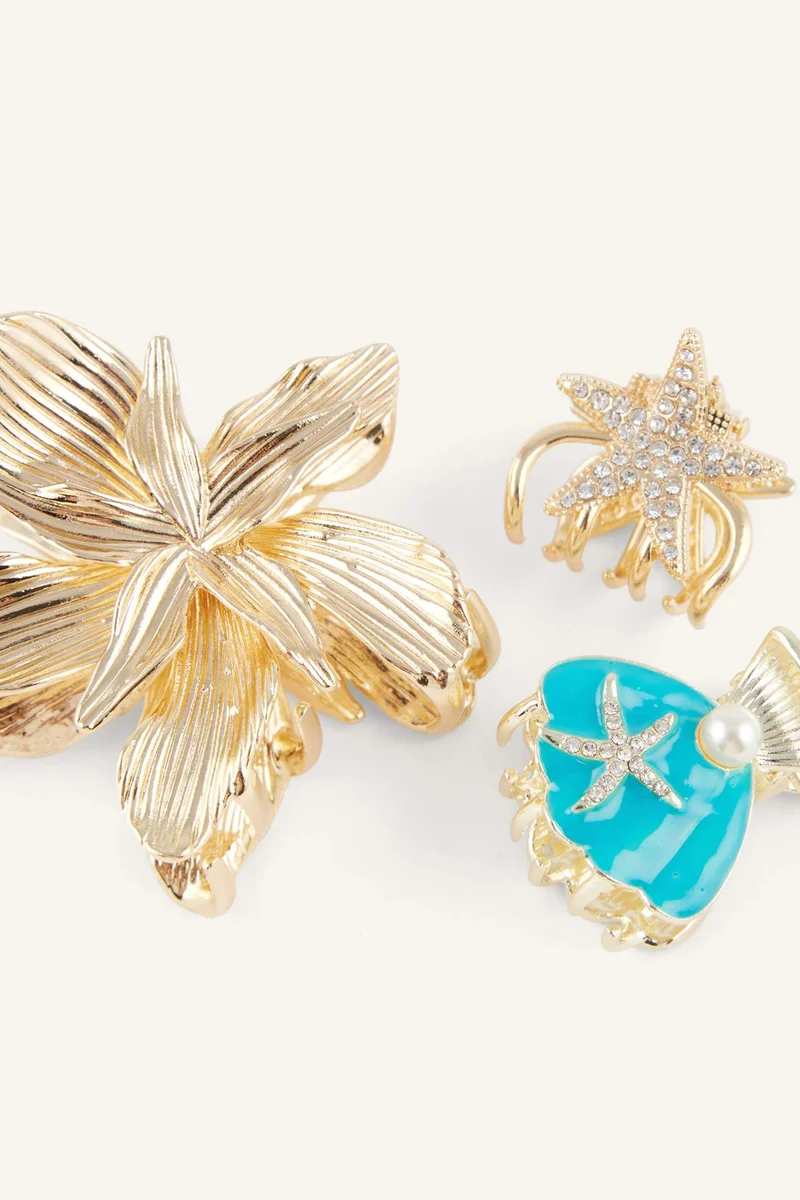 ديفاكتو Woman 3 piece Golden Hair Clips