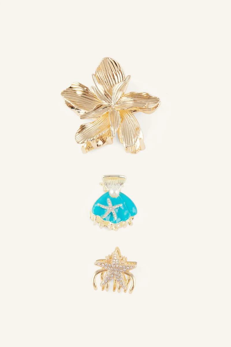 ديفاكتو Woman 3 piece Golden Hair Clips