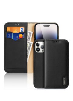 Case For IPhone 15 Pro Max Luxury Cowhide Genuine Leather RFID Blocking Wallet Case Flip Case Cover With Kickstand Function and Card Slots For IPhone 15 Pro Max