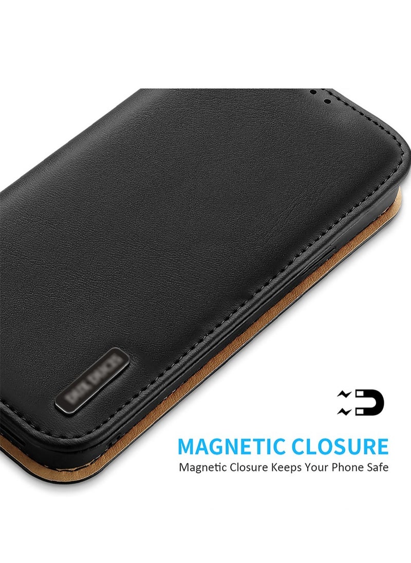 Aookay - Case For IPhone 15 Pro Max Luxury Cowhide Genuine Leather RFID Blocking Wallet Case Flip Case Cover With Kickstand Function and Card Slots For IPhone 15 Pro Max - Image 1