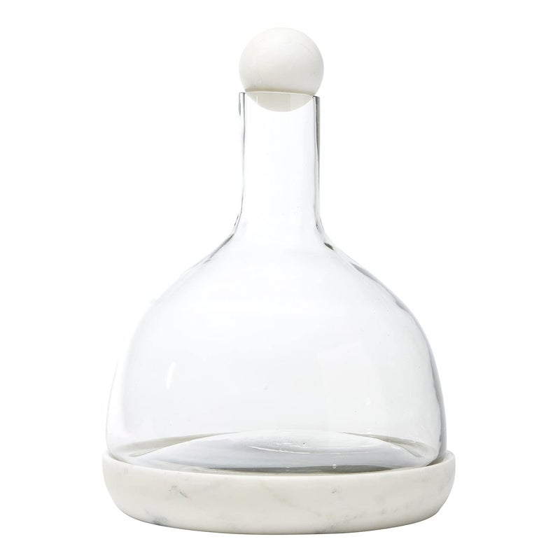 Santa Barbara Design Studio Table Sugar Marble and Glass Wine Carafe 42Ounce White