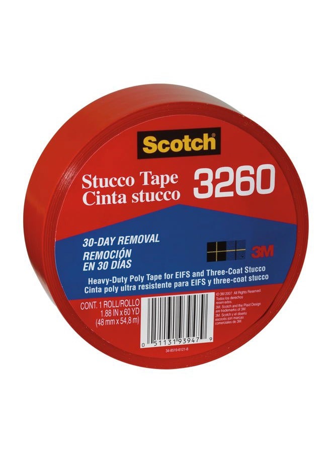 Scotch  Stucco Tape, 1.88 in x 60yd, 30 Day Clean Removal, Heavy-Duty Outdoor Stucco Tape, UV & Moisture Resistant, Water Resistant Poly Backing, 1 Roll, Red (3260-A)  - Image 3