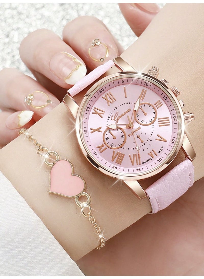 A luxurious watch set for women with multiple bracelets in an elegant design – 6 gold-plated pieces that combine elegance and femininity in one design. It includes a stylish quartz watch with a set of matching bracelets to give your wrist a sophisticated look, - Image 1