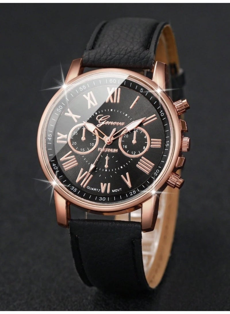 A luxurious watch set for women with multiple bracelets in an elegant design – 6 gold-plated pieces that combine elegance and femininity in one design. It includes a stylish quartz watch with a set of matching bracelets to give your wrist a sophisticated look, - Image 5