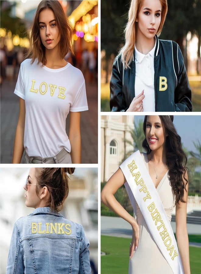 ASTARON 26 Pieces Self Adhesive Letter Stickers with Beads and Rhinestones, Glitter Rhinestone Letters A-Z, Embroidered Appliques, Alphabet Stickers for Clothes, Bags, Hats, Phone Cases, DIY - Image 5