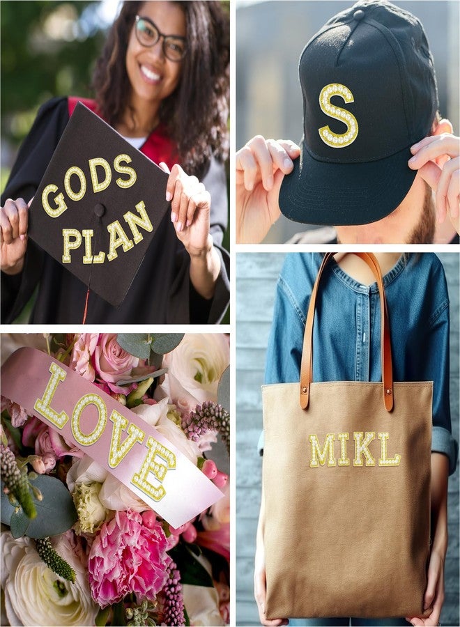 ASTARON 26 Pieces Self Adhesive Letter Stickers with Beads and Rhinestones, Glitter Rhinestone Letters A-Z, Embroidered Appliques, Alphabet Stickers for Clothes, Bags, Hats, Phone Cases, DIY - Image 4