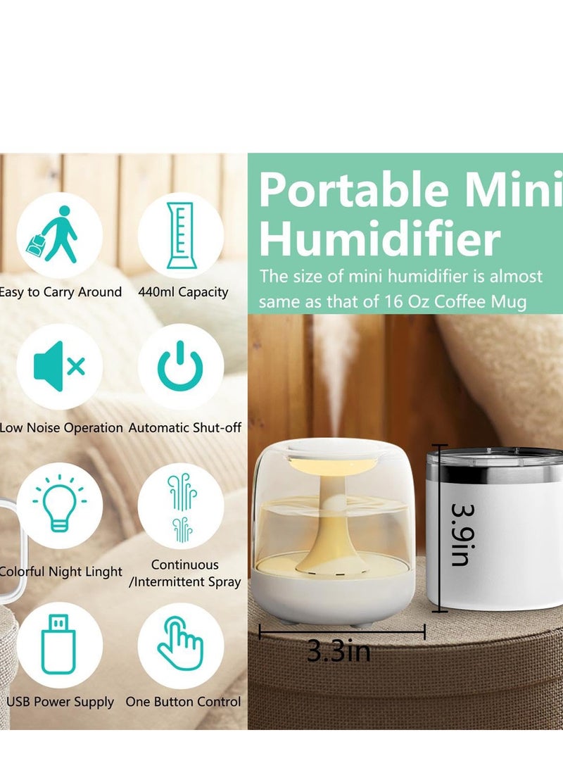 KASTWAVE Mini Cool Mist Humidifier, Top-Fill Cool Humidifier for Baby Room & Home, Top Fill Essential Oil Diffuser, with 7 Ambient Light Settings for Plants, 2 Mist Modes, 440ml - Image 2