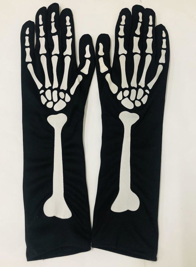 Sheliky Halloween Costume Party Cosplay Thigh High Knee High Socks & Mitten Gloves Set for Women Girl, Black, One size - Image 3