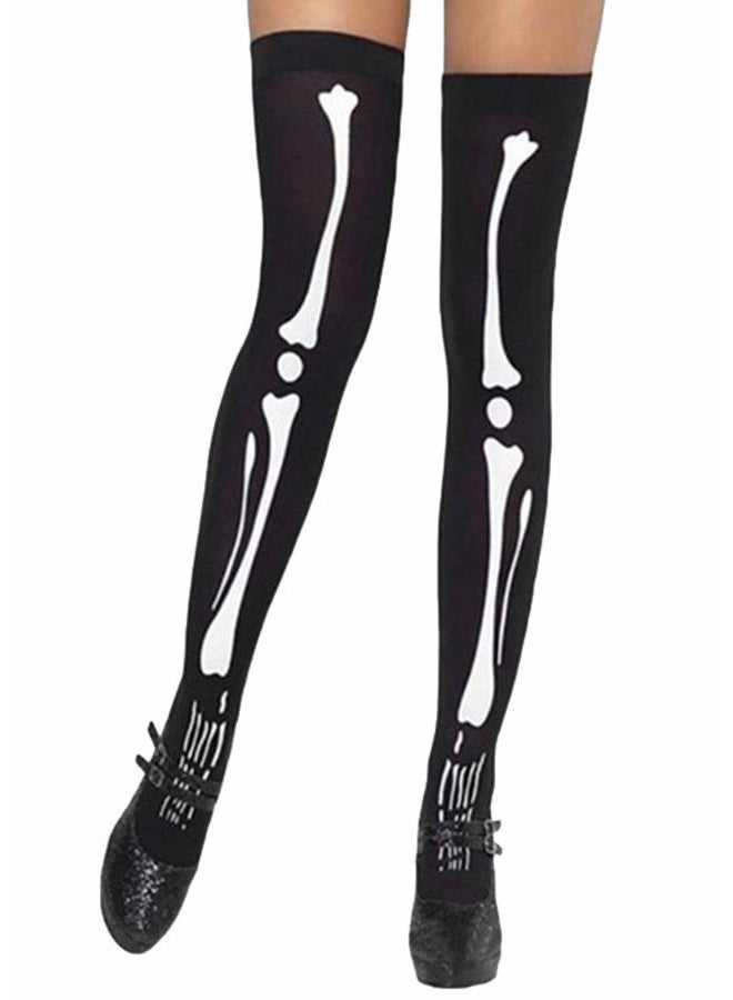 Sheliky Halloween Costume Party Cosplay Thigh High Knee High Socks & Mitten Gloves Set for Women Girl, Black, One size - Image 4