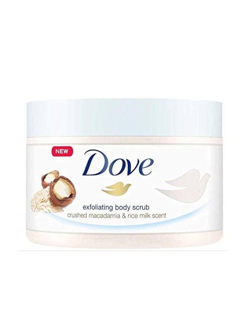 Dove Exfoliating Body Scrub Crushed Macadamia & Rice Milk Scent 225 ml